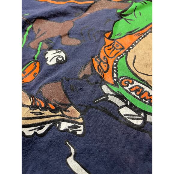 Vtg 90s Looney Tunes TAZ Tasmanian Devil Camping Hunting Hot Tempered T-shirt L - Picture 5 of 13